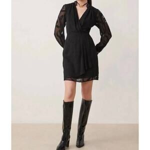 Suncoo Paris Black Dress Sz T3 / 8 Romantic Chic Feminine Designer NWT Elegant